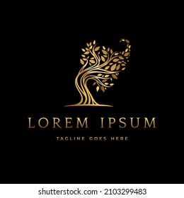 Logo eines luxuriösen goldenen Baumes