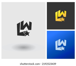 Logotipo LW Forma de letra inicial, diseño de conjunto de aplicaciones