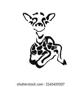 The logo of a lying little giraffe. Animal gestalt design