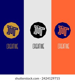 Logo M alphabet monogram circle initials abstract colorful elegant creative icon vector template