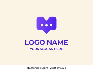 Logo M and Chat Communication, Typography Logo Chatting, Communication Technology, Modern and Minimalist. Editable file