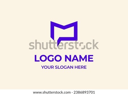 Logo M and Chat Communication, Typography Logo Chatting, Communication Technology, Modern and Minimalist. Editable file Foto stock © 