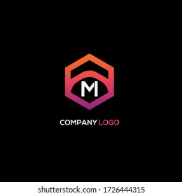 LOGO M GRADIENT LETTER ICON.CREATIVE MINIMALIST VECTOR COMPANY TEMPLATE DESIGN