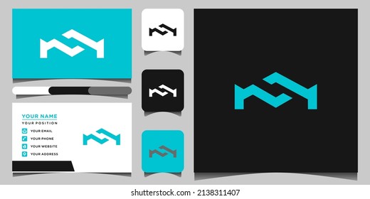 Monograma de diseño de carta con logotipo M y plantilla de tarjeta profesional Vector Premium