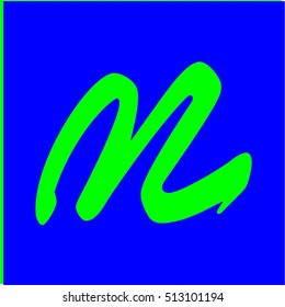 Logo m letter. Isolated on blue background