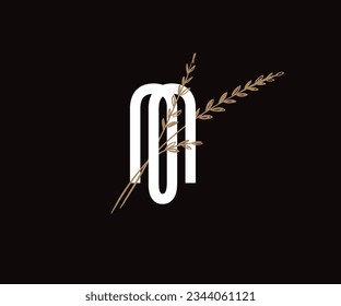 logo M LETTER WITH LEAF VINTAGE