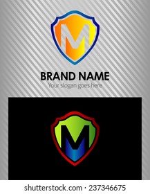 Logo M letter with shield symbol