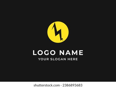 Logo M and Light Bolt Electricity, Powerful Modern Minimalist. Editable File