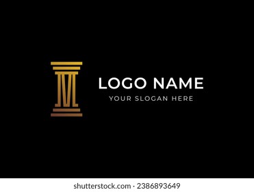 Logo M Pillar Law Attorney Justice Gold, Modern Luxury and Minimalsit Logo Design. Aditable File