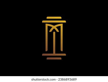 Logo M Pillar Law Attorney Justice Gold, Modern Luxury and Minimalsit Logo Design. Aditable File