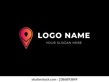 Logo M Pin Location Shape, Modern Minimalist and Technology Logo Design. Editable File