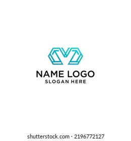 Logo M Tech Simple Smart Modern Line 