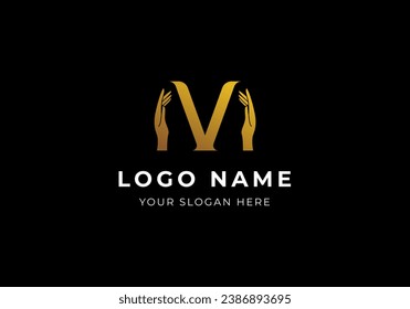 Logo M V y diseño de logotipo moderno y minimalista de lujo manos 2. Archivo editable