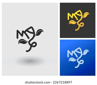 Logo MA Letter shape monogram style with leaf