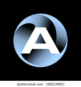 El logo está hecho de 4 comas curvas que se rotan para formar la inscripción. Tridimensional