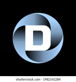 The logo is made of 4 curved commas that are rotated to form the lettering. Three-dimensional