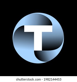 El logo está hecho de 4 comas curvas que se rotan para formar la inscripción. Tridimensional