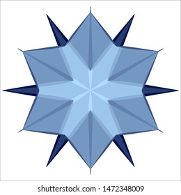 Logo made from blue snowflakes in flat style. Snow icon on white background. Snow crystal for winter design. Element for Christmas decorations.
