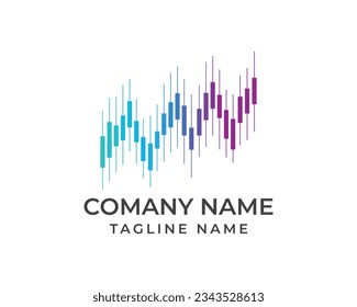 Logo made from combination aurora and Candleticks trade logo. logo template for trading bitcoin. candleticks template illustration. trading business template illustration.