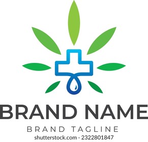logo made from combination of CBD marijuana with medical logo. medical logo template.