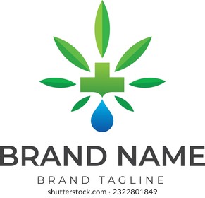 logo made from combination of CBD marijuana with medical logo. medical logo template.