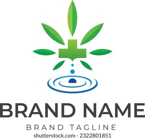 logo hecho de la combinación de marihuana del CBD con logo médico. plantilla de logotipo médico.