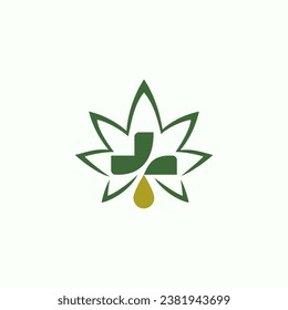 logo hecho de la combinación de marihuana del CBD con logo médico. plantilla de logotipo médico