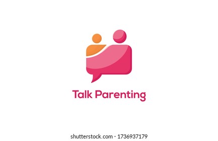 The logo is made from a combination of chat icons and parent and child being discussed.