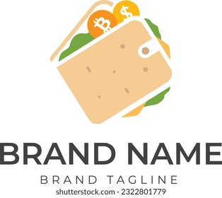 logo made from combination logo made from wallet and bread logo, wallet logo template.