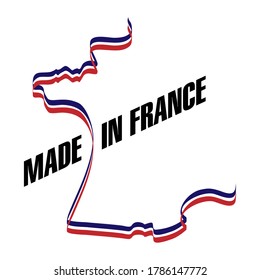 Logo "made in France" with a blue, white, red flag in the shape of the outline of the country.