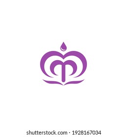 The logo is made of the letters m and m that are curved at the top and bottom. On it is a water symbol