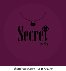 Logo made of letters and symbols key and the lock on the chain. For jewelry or costume jewelry store.