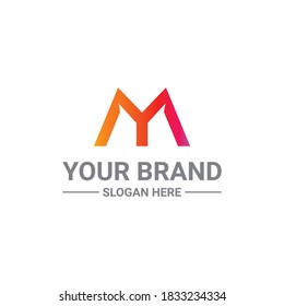 The logo is made in a minimalist flat style which forms the letters Y  and M