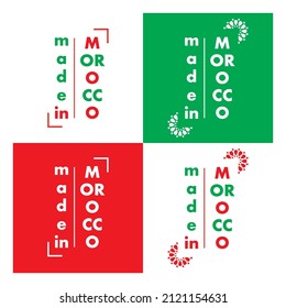 Logo made in morocco with red and green colors of Moroccan flag. Vector illustration. Isolated logo as a rubber stamp.