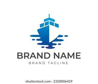 logo made from simple cruise ship with shadow effect, cruise ship logo template