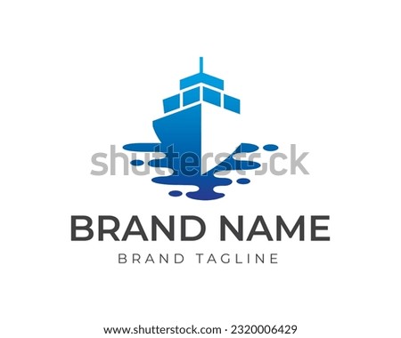 logo made from simple cruise ship with shadow effect, cruise ship logo template