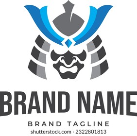 logo made from a simple helmet samurai with little color accent, samurai logo template.