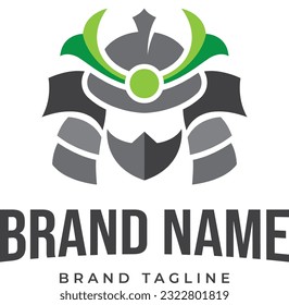 logo made from a simple helmet samurai with little color accent, samurai logo template.