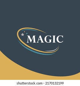 Logo with magic ornament accompanied by stars.