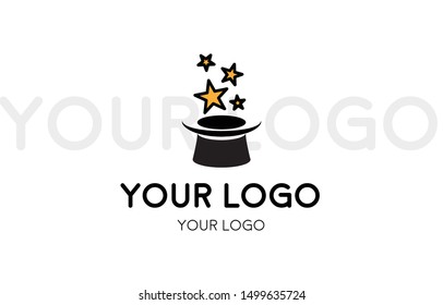 Logo magic. Wizard hat with stars