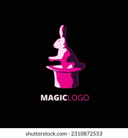 Logo for a magician or magic show featuring a rabbit out of a hat. The font Open Sans