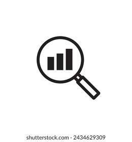 Logo magnifier and chart with blank background