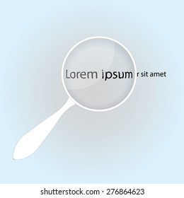 Logo magnifier enlarges text Lorem ipsum.