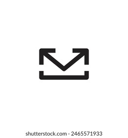 Diseño minimalista de la esquina de la flecha del correo del logotipo con el fondo blanco