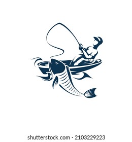 logo man fishing from a boat