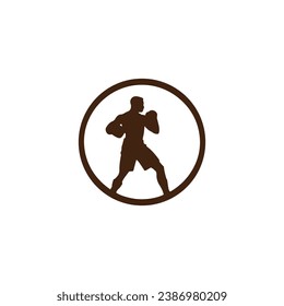 Logo de la silueta vectorial del hombre diseño aislado en el cuerpo de círculo, concepto de gimnasio