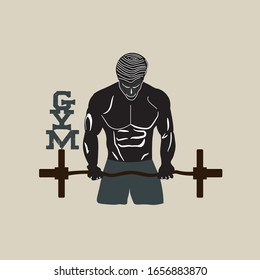 Logo mit Mann auf schwerem Training