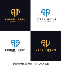 Logo Manages modern AM, AP, US, AV graphic design Inspiring logo designs for all companies. -Vectors