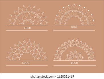 Logo mandala for cosmetics and beauty. Logo for anti stress coloring books. Mandala in vector. 