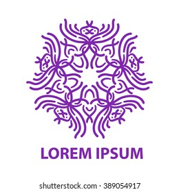 Logo mandala hand drawn abstract circle ornament vector illustration. Ethnic, Islam, Arabic, Indian, ottoman.
